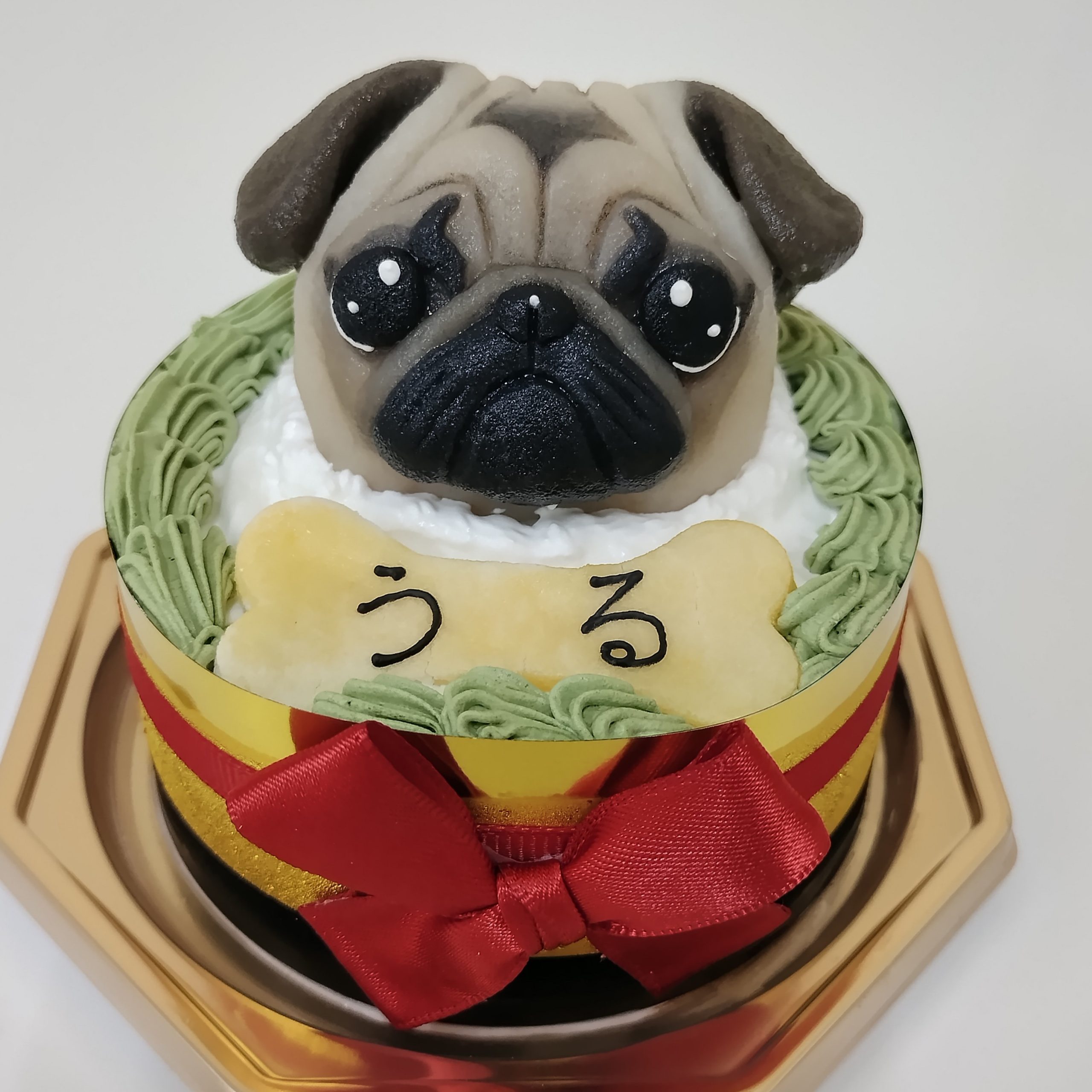 パグ　似顔絵バースデーケーキ3号