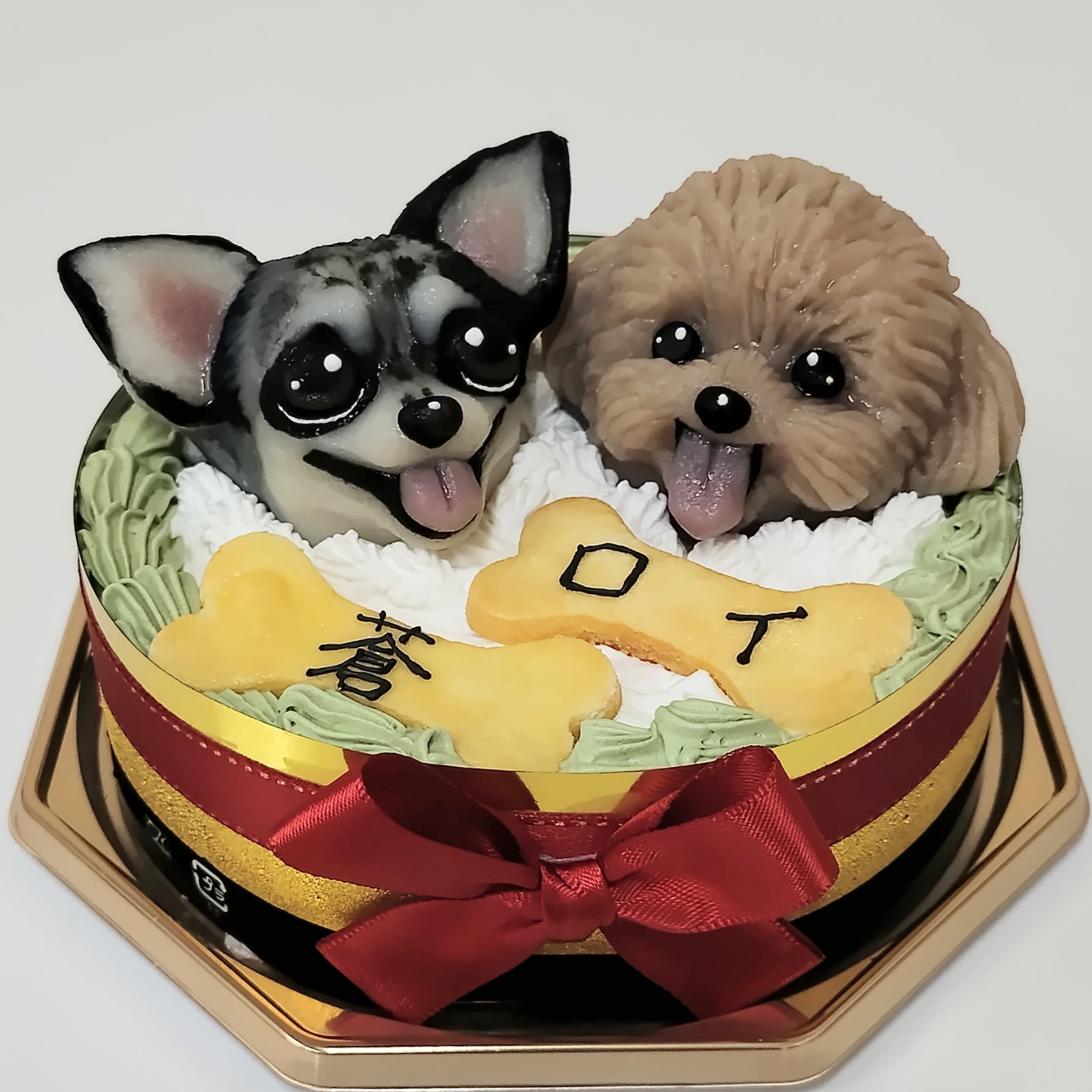 チワワ、トイプードル 似顔絵バースデーケーケーキ